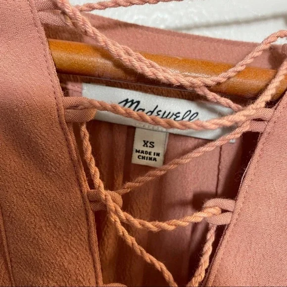 Madewell Lace Up Peasant Blouse XS long sleeve - Picture 7 of 8